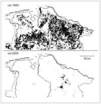 Abb 6: Rückgang von Heidelandschaften in Niedersachsen von 1800 bis 2000 nach Assmann und Janssen 1999, verändert Härdtle et al. 2008)